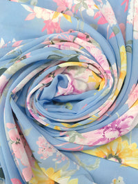 Jordy Blue/Orchid Pink/Maize/Multi 100% Polyester Floral Cluster Print Crinkle Chiffon 56W