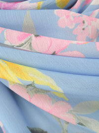Jordy Blue/Orchid Pink/Maize/Multi 100% Polyester Floral Cluster Print Crinkle Chiffon 56W