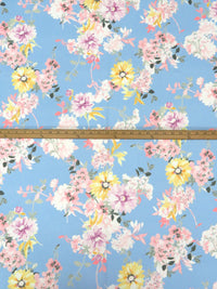 Jordy Blue/Orchid Pink/Maize/Multi 100% Polyester Floral Cluster Print Crinkle Chiffon 56W