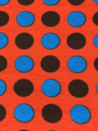 Mandarin Red/French Blue/Espresso Cotton/Lycra Dot Print Jersey Knit 58W