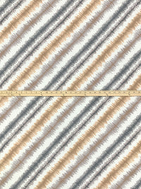 White/Tan/Ash Gray/Dark Cool Lead Polyester/Rayon/Lycra Jagged Diagonal Stripe Print French Terry Knit 58W