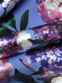 Lilac/Silver/Midnight Green/Multi Polyester/Lycra Floral Foil Digital Print Scuba Knit - Black Halo - 59W