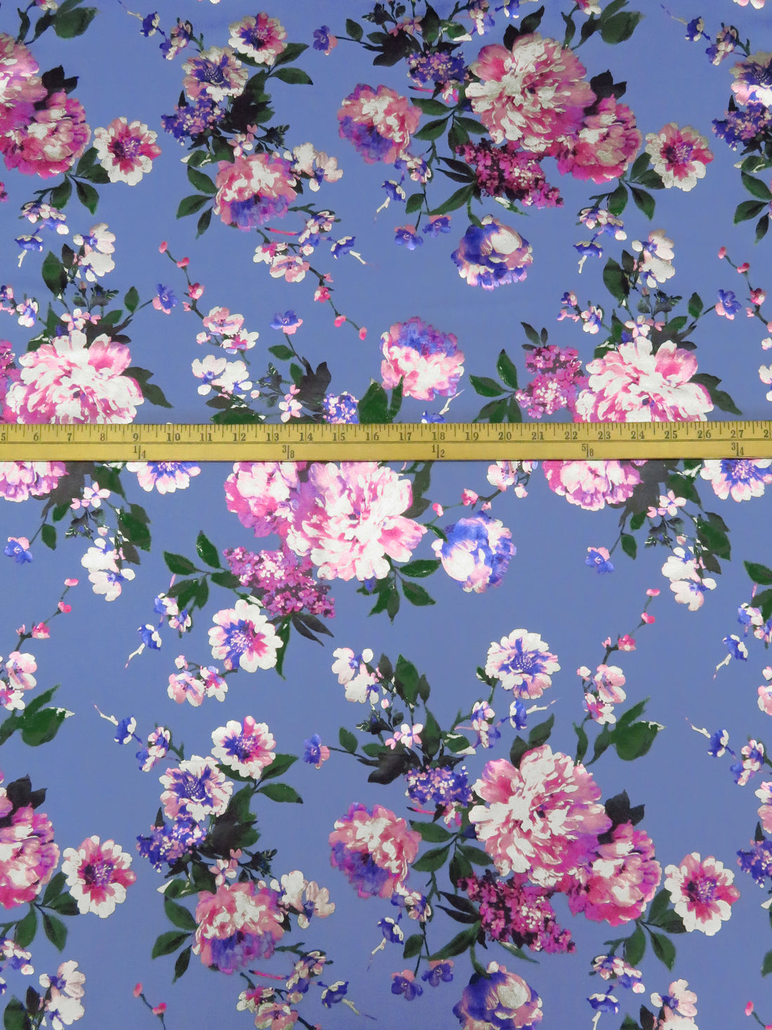 Lilac/Silver/Midnight Green/Multi Polyester/Lycra Floral Foil Digital Print Scuba Knit - Black Halo - 59W