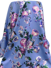 Lilac/Silver/Midnight Green/Multi Polyester/Lycra Floral Foil Digital Print Scuba Knit - Black Halo - 59W