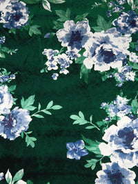 Dark Green/Silver/Dark Ice Blue/Multi Polyester/Lycra Floral Foil Digital Print Stretch Velvet Knit - Black Halo - 60W