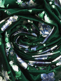 Dark Green/Silver/Dark Ice Blue/Multi Polyester/Lycra Floral Foil Digital Print Stretch Velvet Knit - Black Halo - 60W