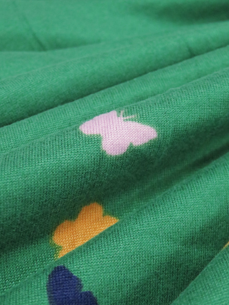 Irish Green/Taffy Pink/Goldenrod/Navy Polyester/Lycra Butterfly Print Double Brushed Knit 58W