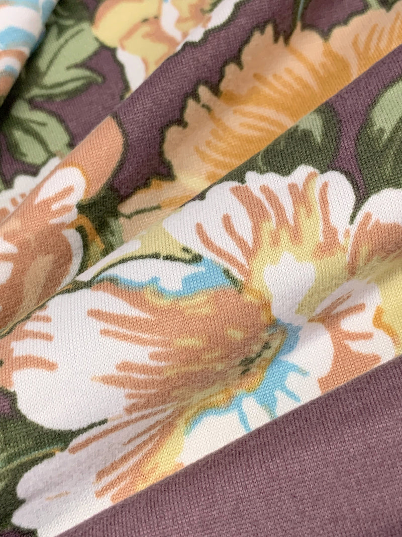 Purplestone/Pale Goldenrod/Forest Green/Multi Polyester/Lycra Floral Print Double Brushed Knit 56W