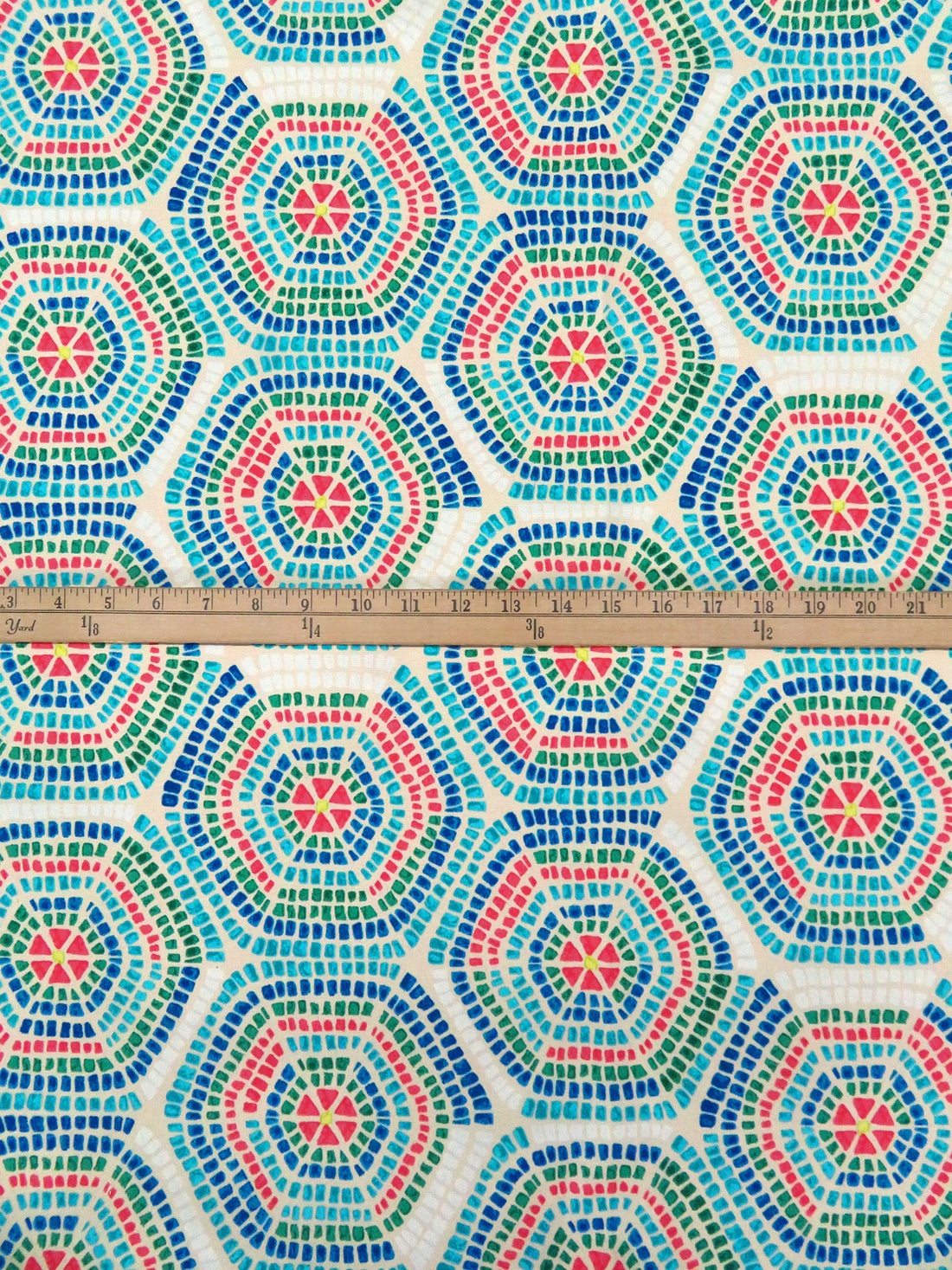 Champagne/Dark Blue/Desire/Multi 100% Polyester Mosaic Print Outdoor Canvas 55W