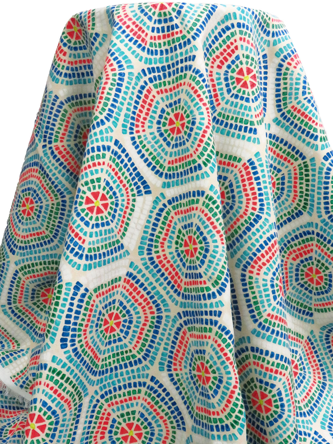 Champagne/Dark Blue/Desire/Multi 100% Polyester Mosaic Print Outdoor Canvas 55W