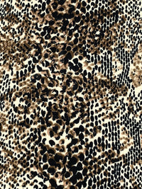 Earth Brown/Black/Alabaster Cotton/Lycra Animal Print Jersey Knit 56W