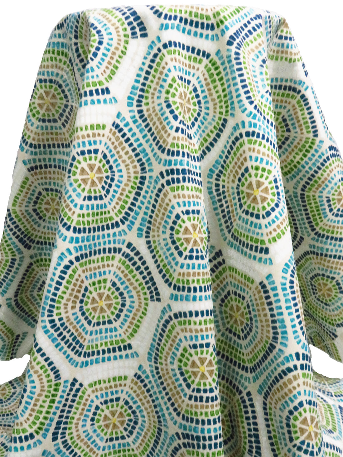 Champagne/Dark Turquoise/Palm Green/Multi 100% Polyester Mosaic Print Outdoor Canvas 55W