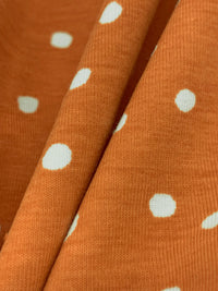 Canyon Orange/White Cotton/Lycra Irregular Dots Print Jersey Knit 60W