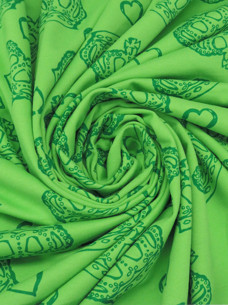 Tree Frog Green/Emerald 100% Cotton Crown Print French Terry Knit 64W