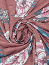 Dark Rose Pink/Steel Teal/Cherry Pink/Multi Polyester/Lycra Floral Print Slubbed Jersey Knit 56W