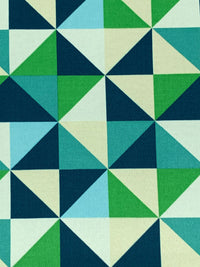 Dark Navy/Forest Green/Multi 100% Polyester Geometric Print Outdoor Canvas 55W