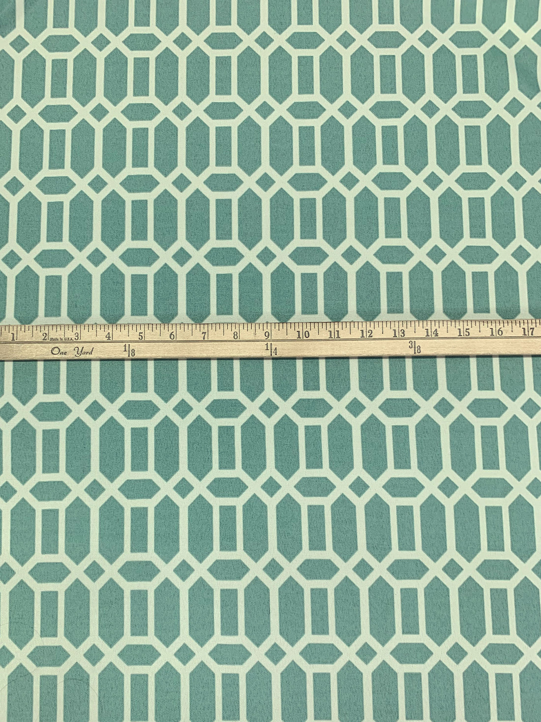 Muted Seafoam/Cream 100% Polyester Geometric Print Outdoor Canvas 55W