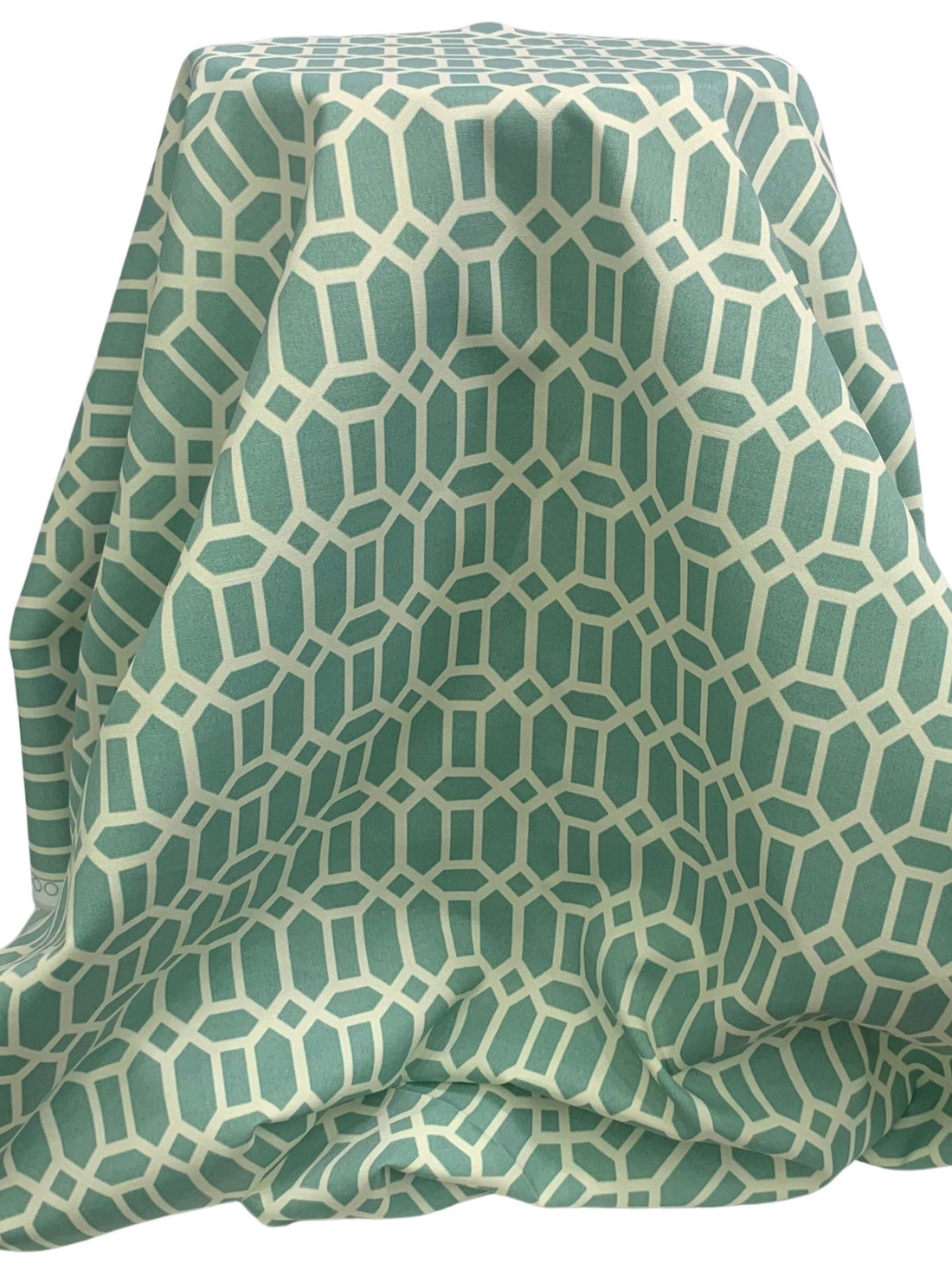 Muted Seafoam/Cream 100% Polyester Geometric Print Outdoor Canvas 55W