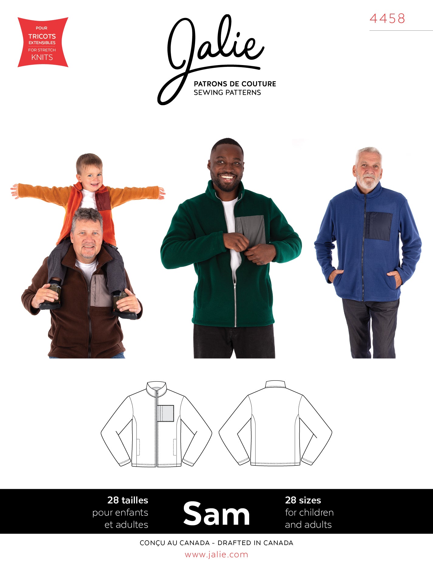 Jalie Patterns - Sam Classic Fleece Jacket #4458 - Adult/Children