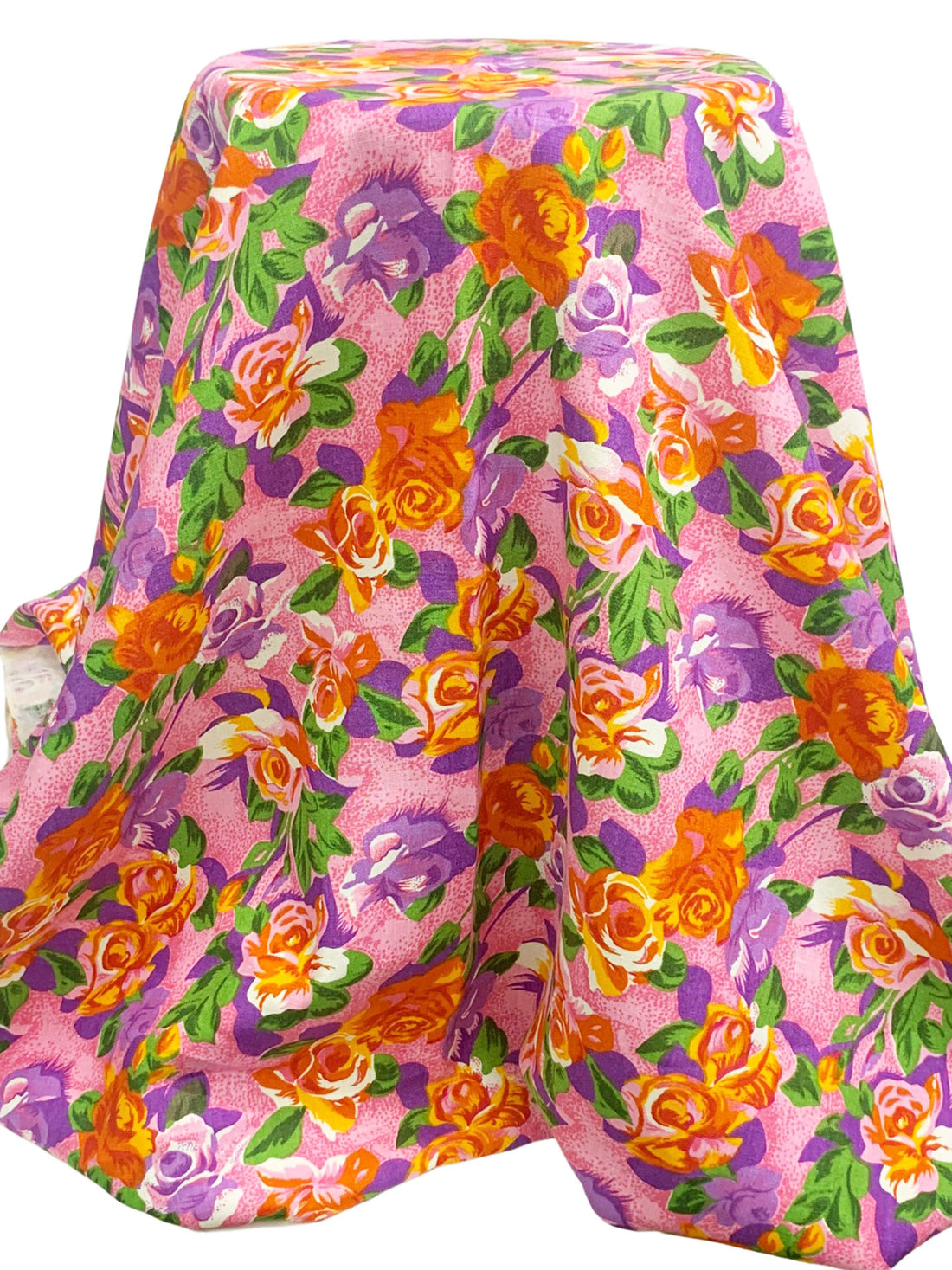 Light Pink/Dark Lavender/White/Multi 100% Linen Floral Print Midweight Woven - European Mill - 53W