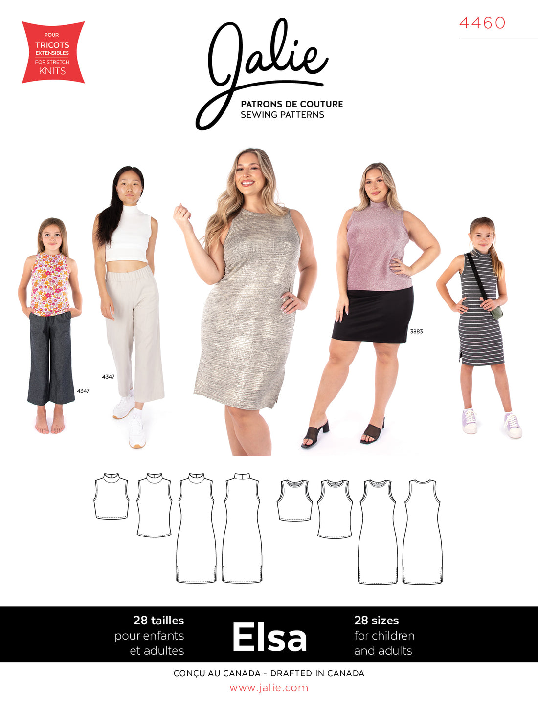 Jalie Patterns - Elsa Sleeveless Top & Dress #4460 - Women/Girls Sizes