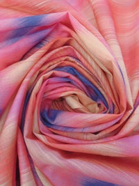 Brink Pink/Apricot/Dark Cornflower/Multi 100% Cotton Ikat Vertical Zig-Zag Print Voile - NY Designer - 56W