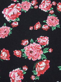 Black/Bright Cherry Blossom/Barn Red/Multi Rayon/Lycra Floral Print Jersey Knit 56W