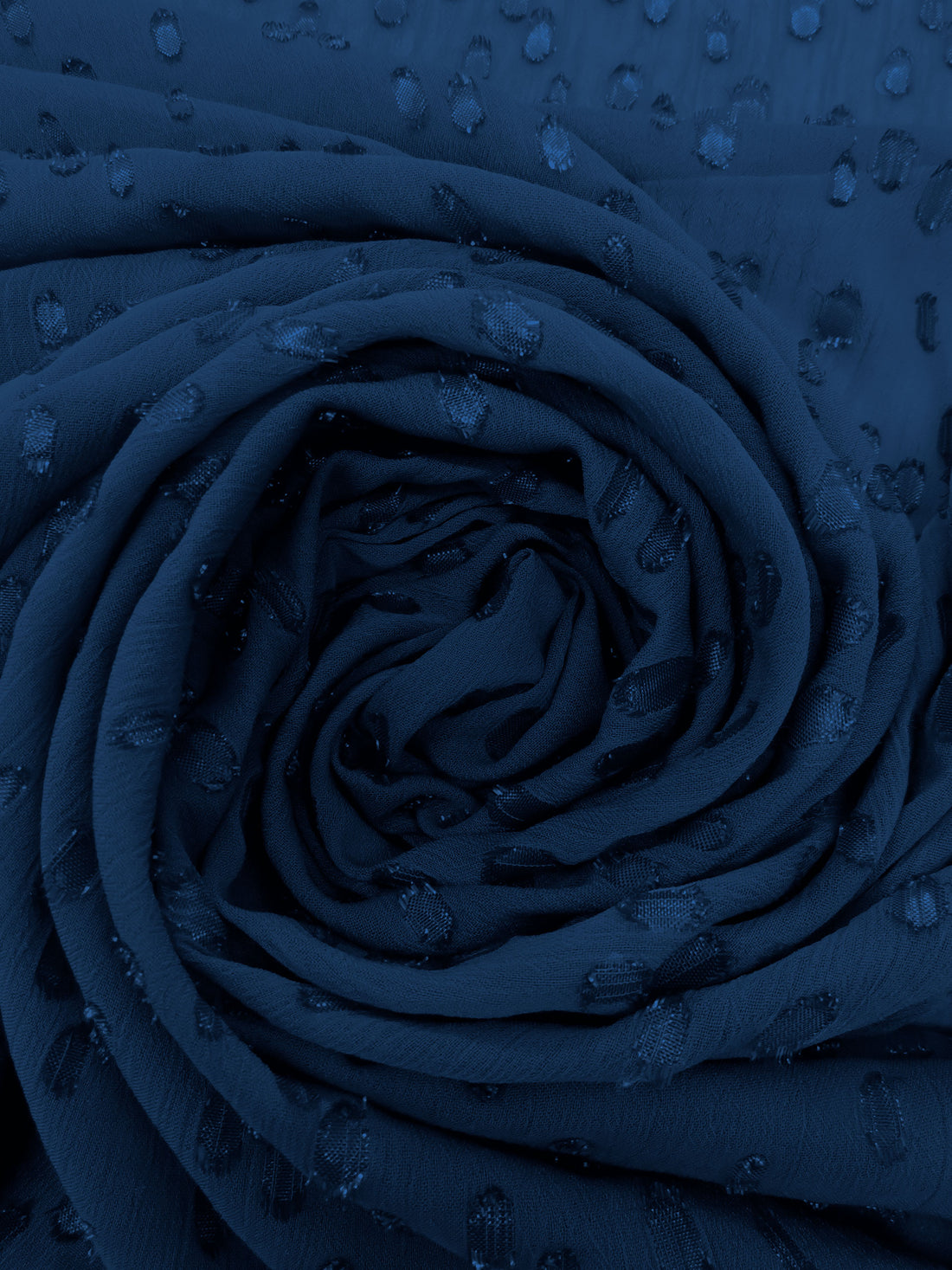 Tardis Blue/Dark Blue 100% Polyester Dot Burnout Crinkle Chiffon - NY Designer - 58W