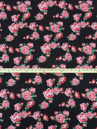 Black/Bright Cherry Blossom/Barn Red/Multi Rayon/Lycra Floral Print Jersey Knit 56W