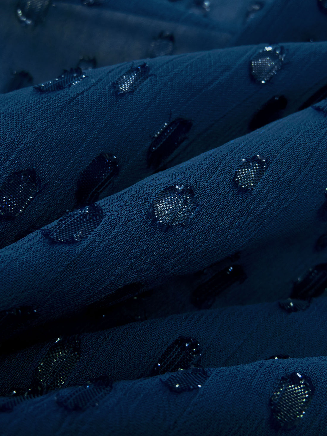 Tardis Blue/Dark Blue 100% Polyester Dot Burnout Crinkle Chiffon - NY Designer - 58W