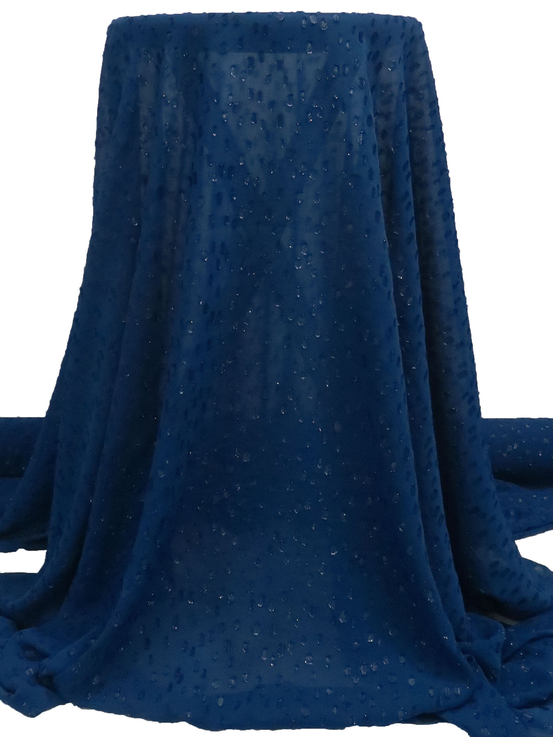 Tardis Blue/Dark Blue 100% Polyester Dot Burnout Crinkle Chiffon - NY Designer - 58W