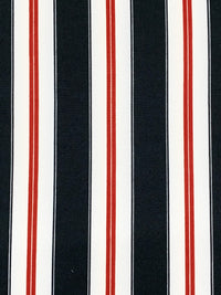 Muted Midnight Navy/Eggshell/Firebrick Polyester/Lycra Vertical Stripe Print Double Brushed Knit 56W