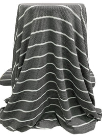 Granite Gray/White Polyester/Rayon Horizontal Stripe Waffle Weave Knit 54W