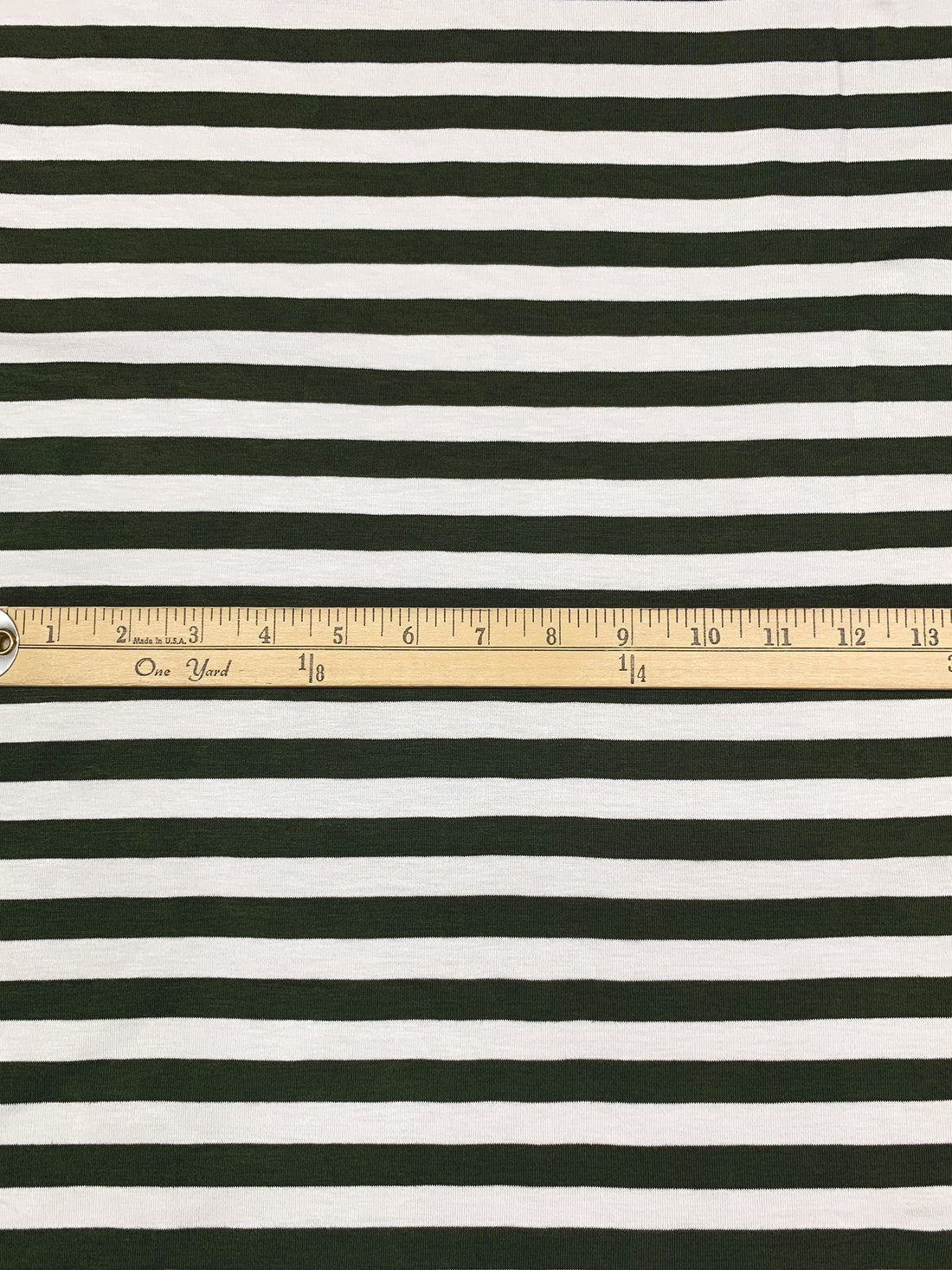 Dark Forest Green/White Rayon/Lycra Horizontal Stripe Jersey Knit 60W