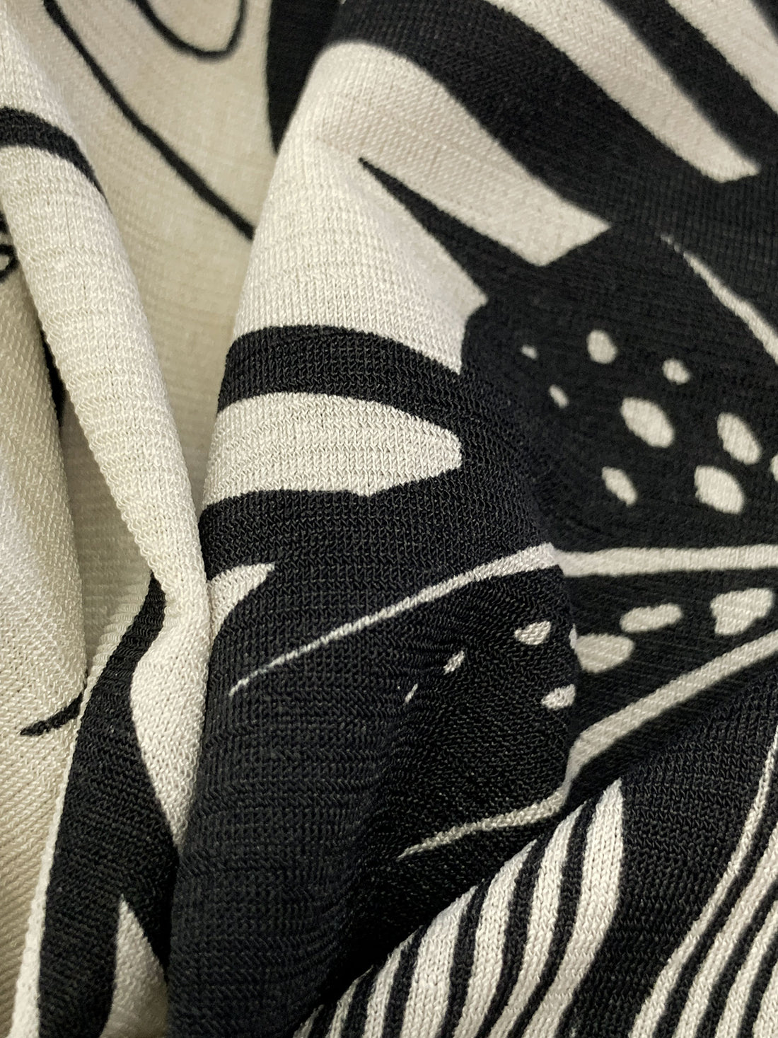 Parchment/Black Polyester/Lycra Floral Print ITY Knit 59W