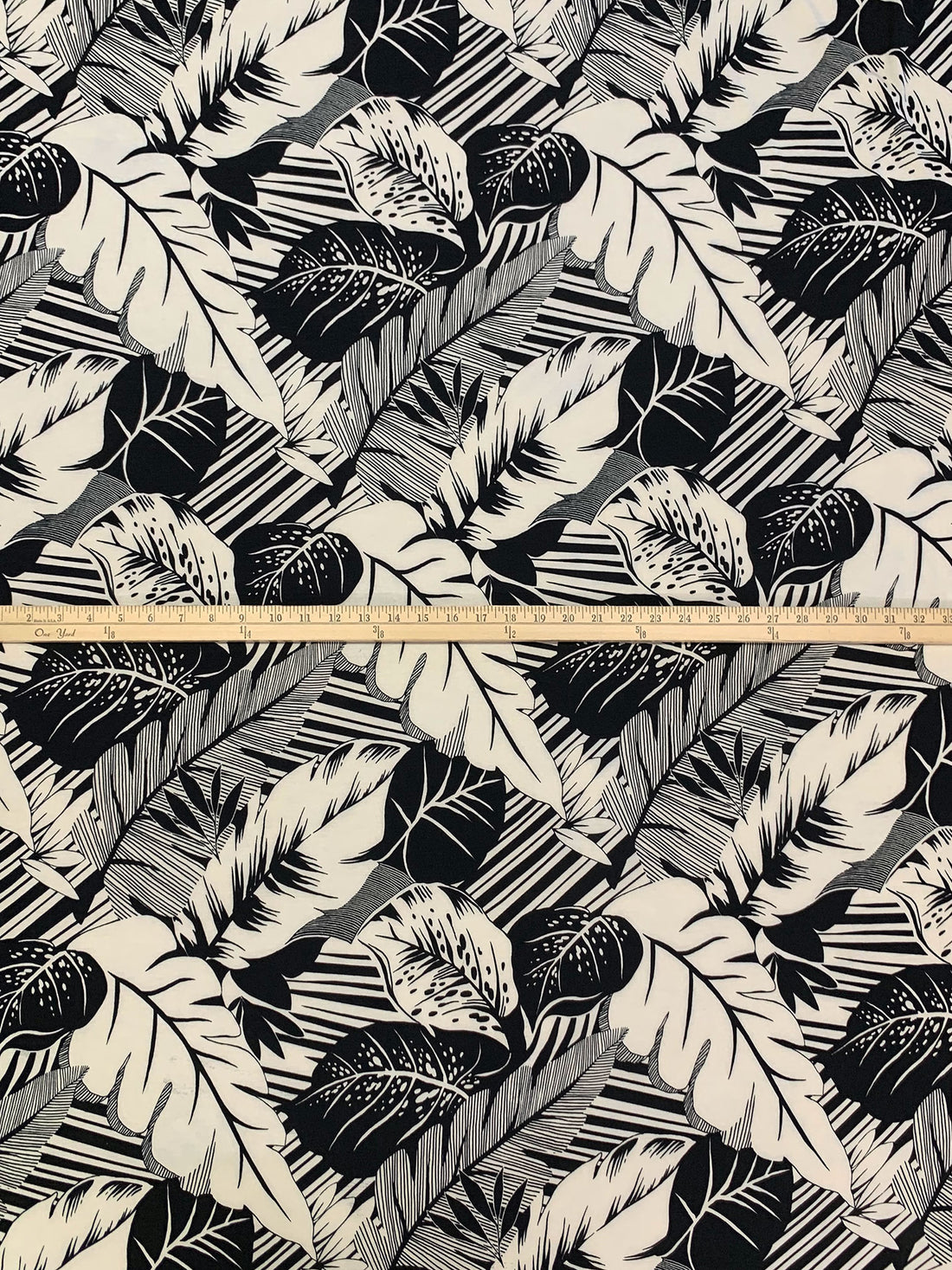 Parchment/Black Polyester/Lycra Floral Print ITY Knit 59W