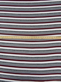 White/Dark Maroon/Medium Gray/Multi 100% Polyester Horizontal Stripe Weave Rib Sweater Knit 56W