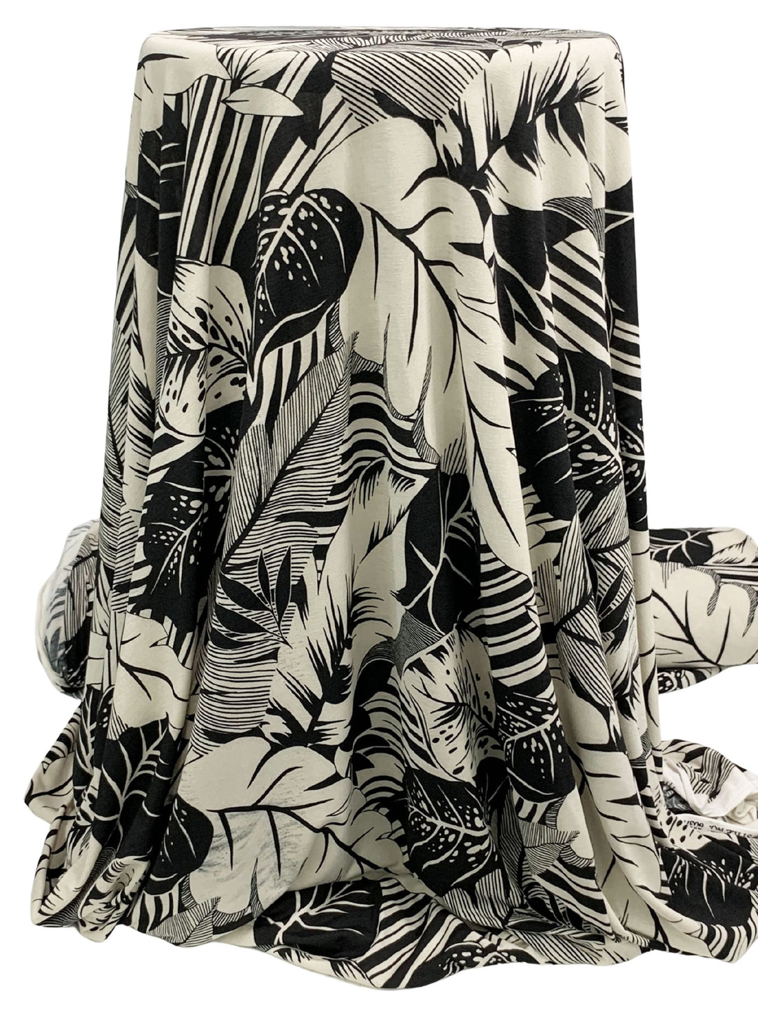 Parchment/Black Polyester/Lycra Floral Print ITY Knit 59W