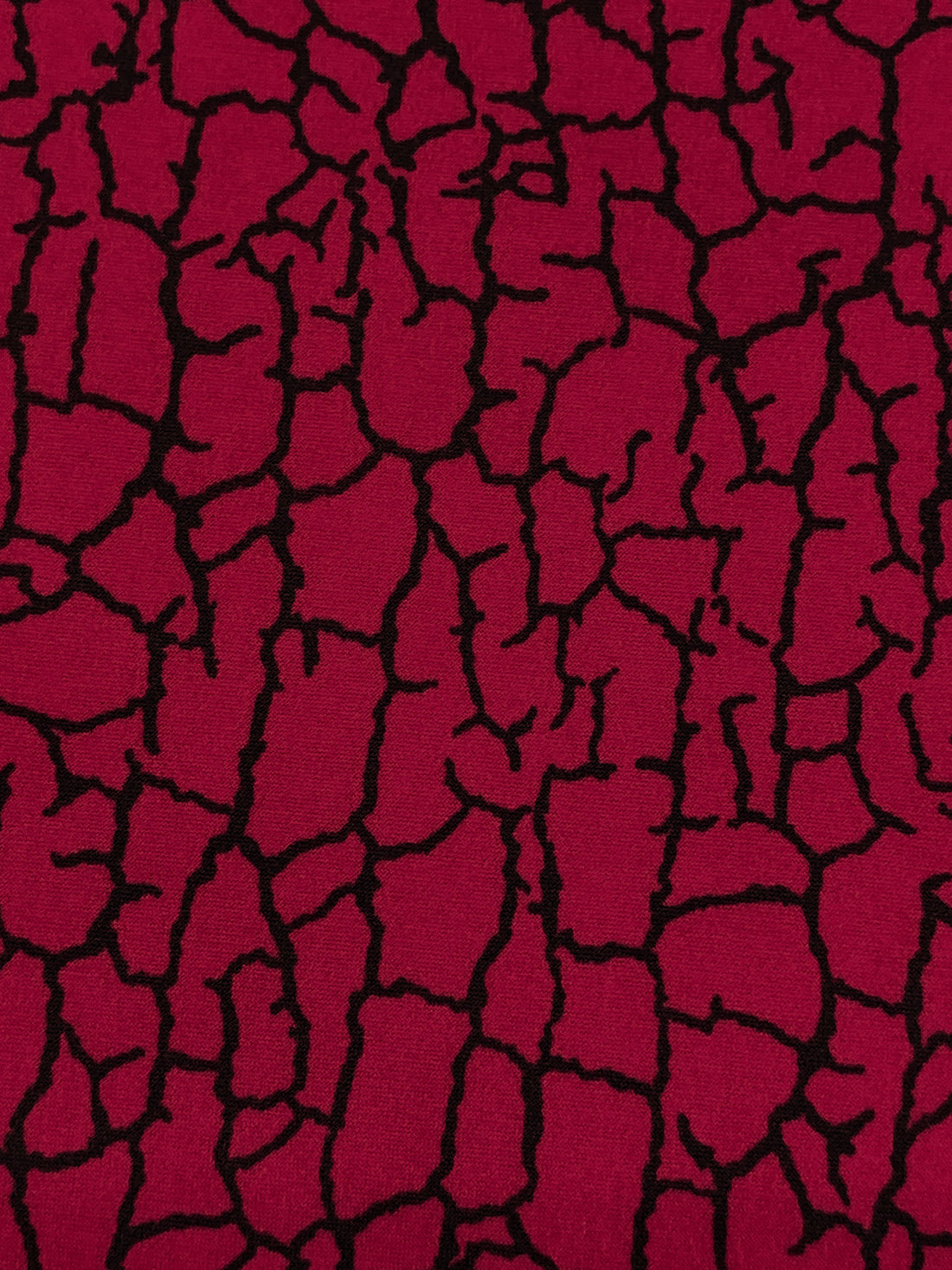 Antique Ruby Red/Black Polyester/Lycra Cracked Earth Print ITY Knit 58W
