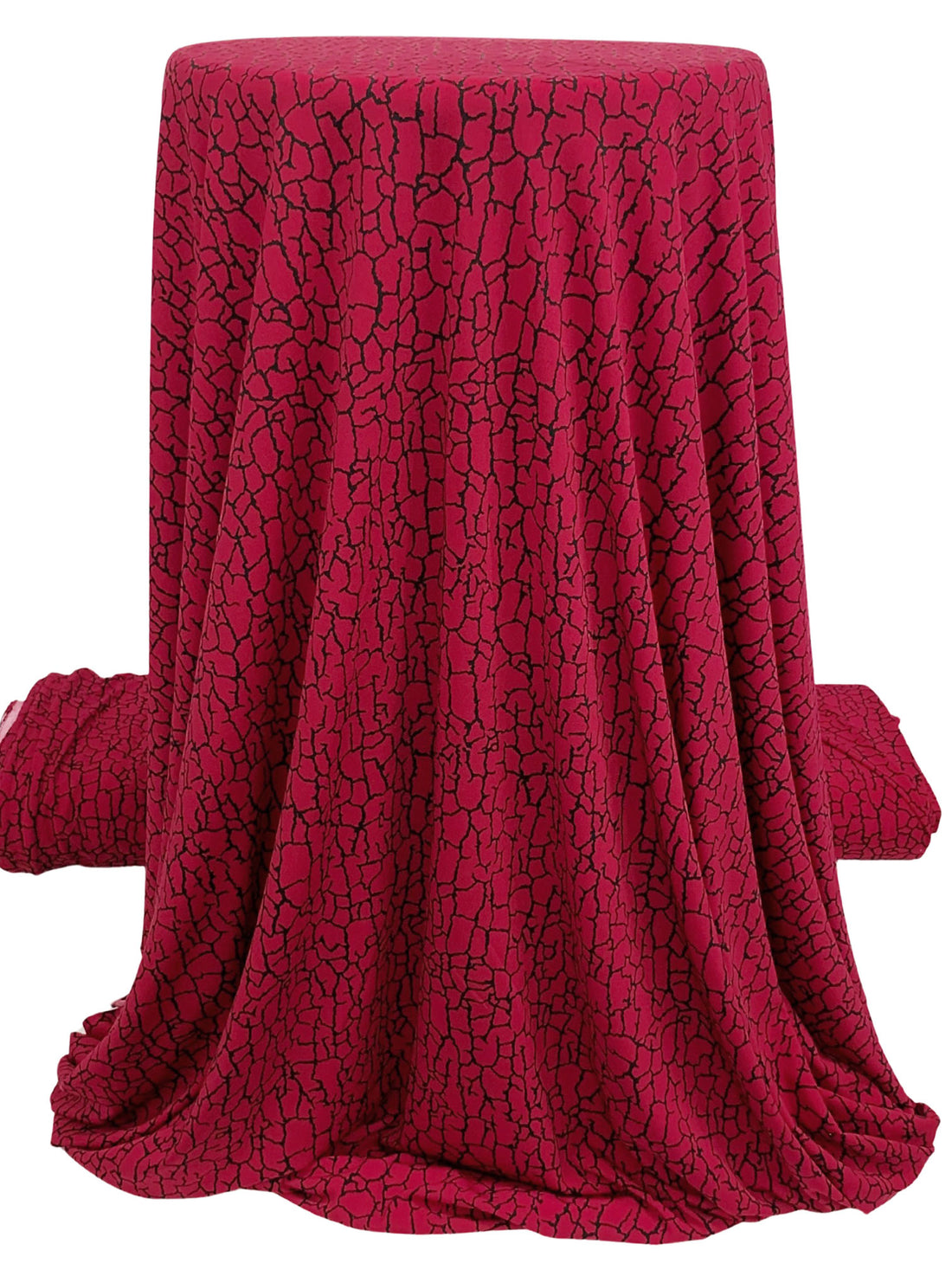 Antique Ruby Red/Black Polyester/Lycra Cracked Earth Print ITY Knit 58W