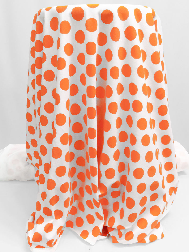 Highlighter Orange/White Cotton/Lycra Dot Print Jersey Knit 60W