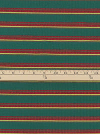 Evergreen/Crimson/Cedar Brown/Light Gold Polyester/Lurex/Lycra Horizontal Stripe Rib Knit 54W