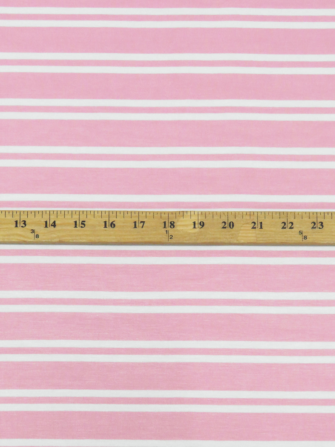 Geranium Pink/White Rayon/Lycra Horizontal Stripe Design Jersey Knit 56W