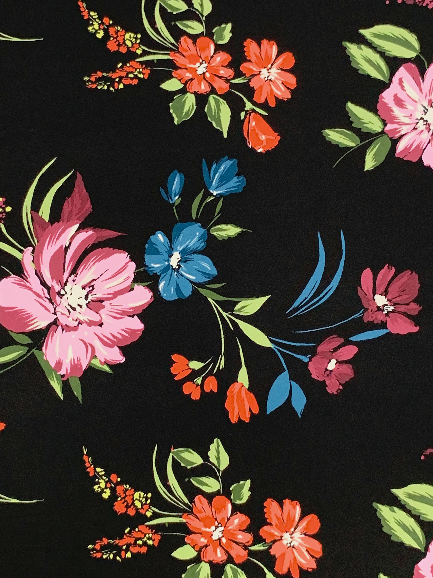 Black/Orchid Pink/Dark Cerulean/Multi Polyester/Lycra Floral