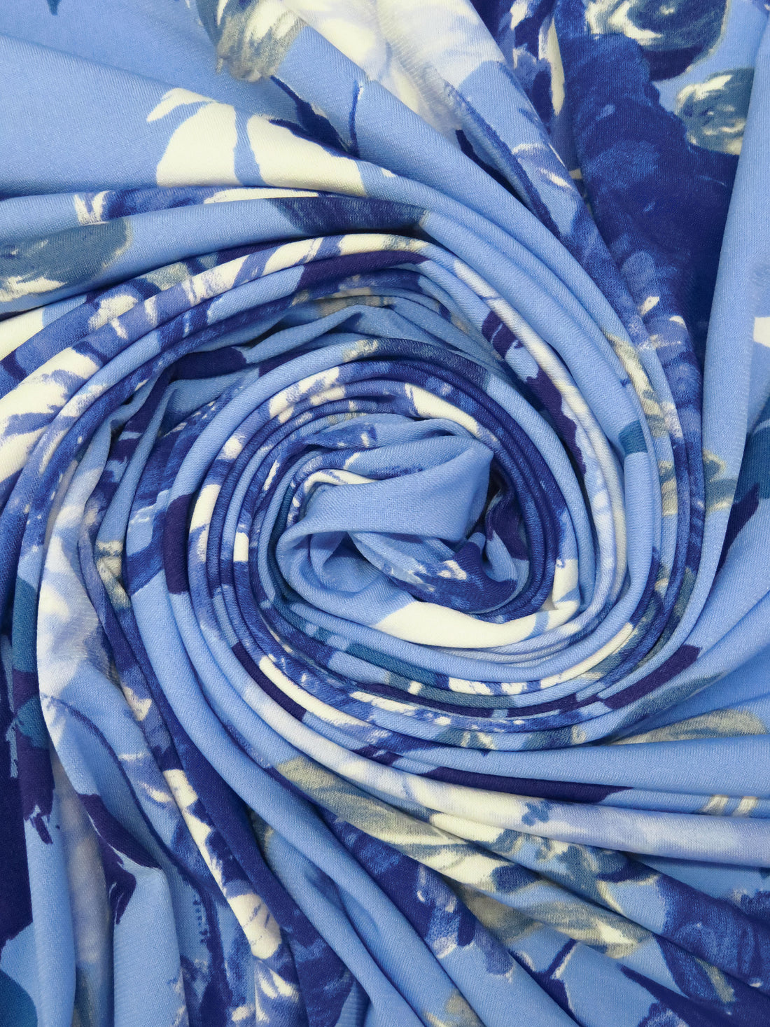 Vista Blue/Dark Cornflower/White/Multi Polyester/Lycra Large Floral Print ITY Knit 58W
