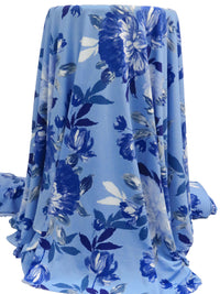Vista Blue/Dark Cornflower/White/Multi Polyester/Lycra Large Floral Print ITY Knit 58W