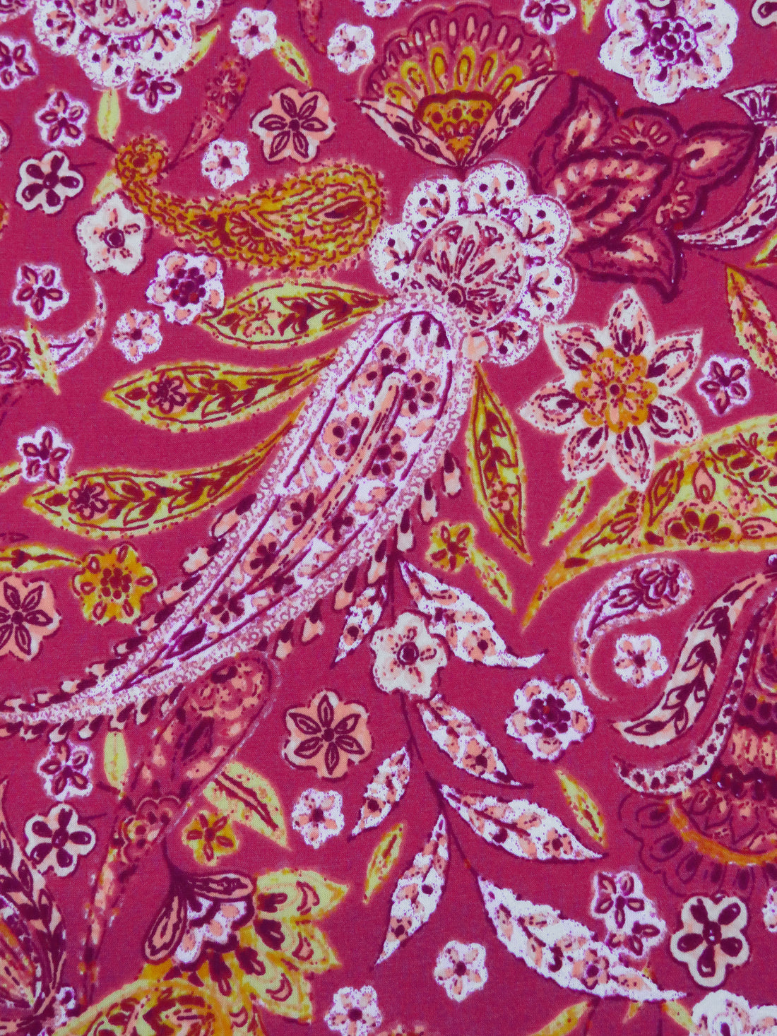 Jazzberry Jam/Pansy Purple/Tangerine/Multi Polyester/Lycra Paisley Leaf Print ITY Knit 58W