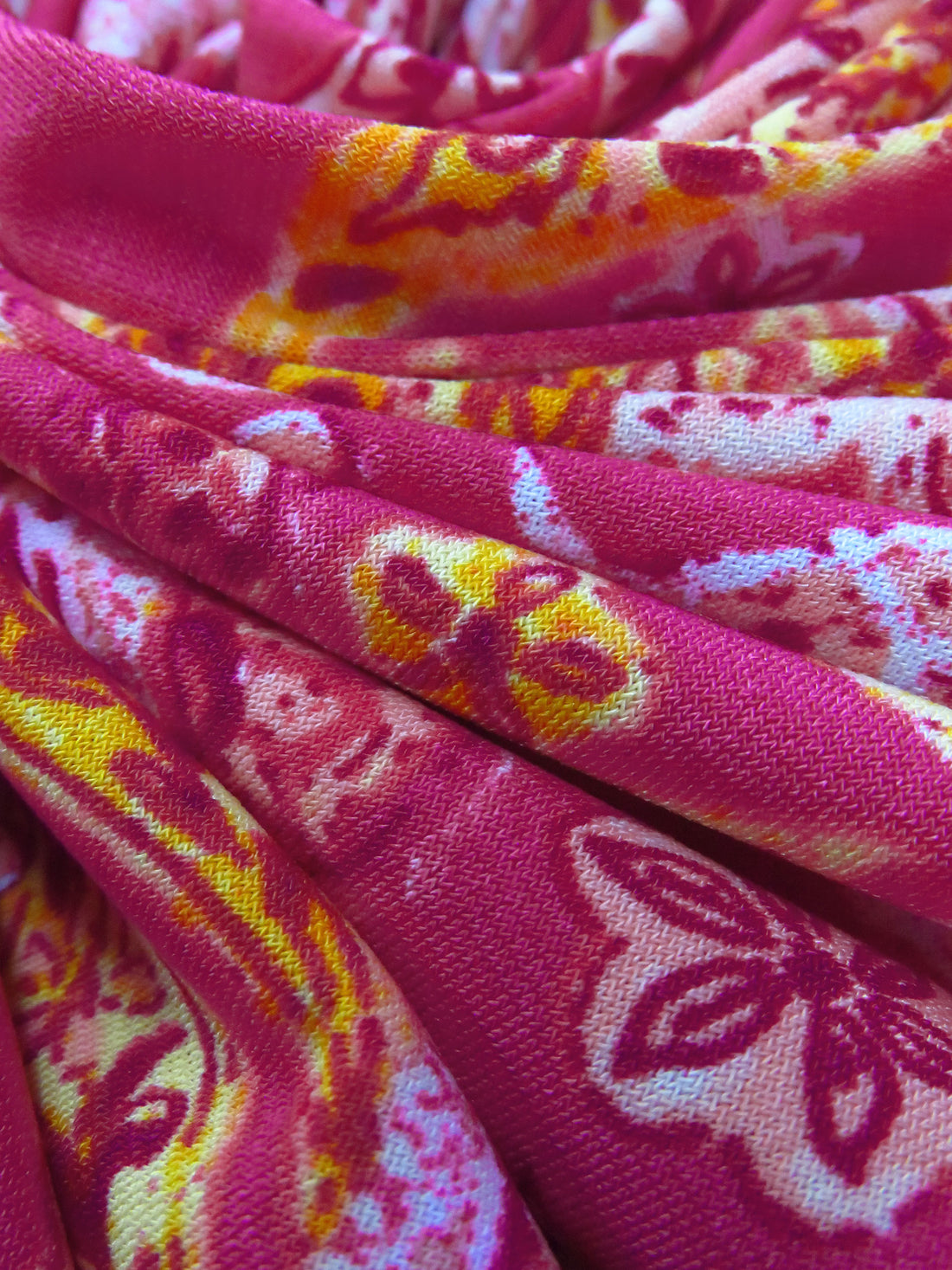 Jazzberry Jam/Pansy Purple/Tangerine/Multi Polyester/Lycra Paisley Leaf Print ITY Knit 58W