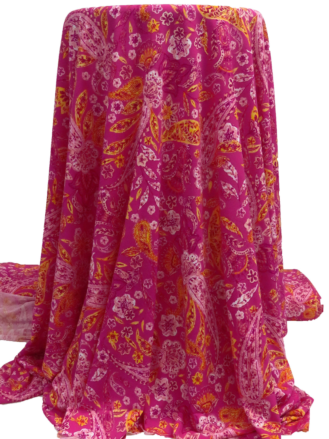 Jazzberry Jam/Pansy Purple/Tangerine/Multi Polyester/Lycra Paisley Leaf Print ITY Knit 58W