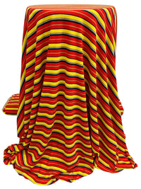 Red/Yellow/Black/Pewter Blue Polyester/Lycra Horizontal Stripe Rib Knit 54W